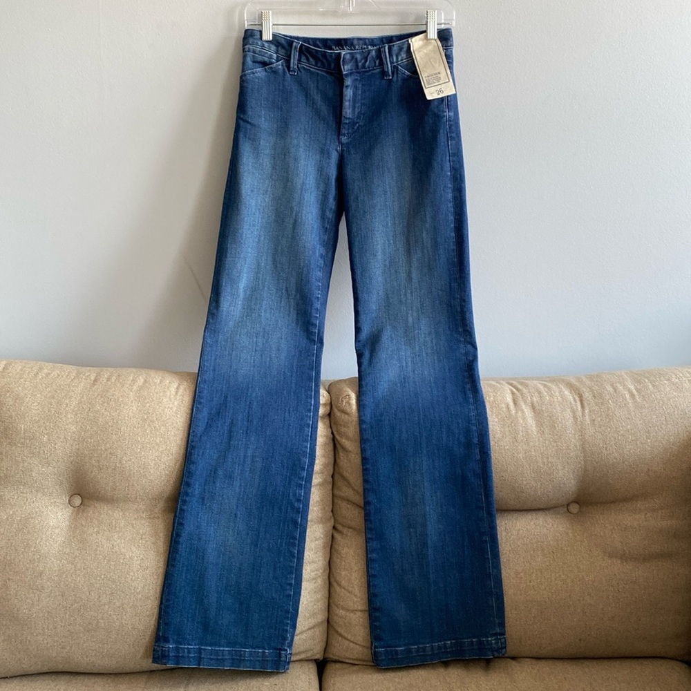 Banana Republic Jeans Wide Leg Trouser Stretch Blue Denim 26